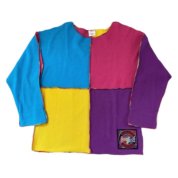 Lisa frank patch long sleeve top rainbow French terry top